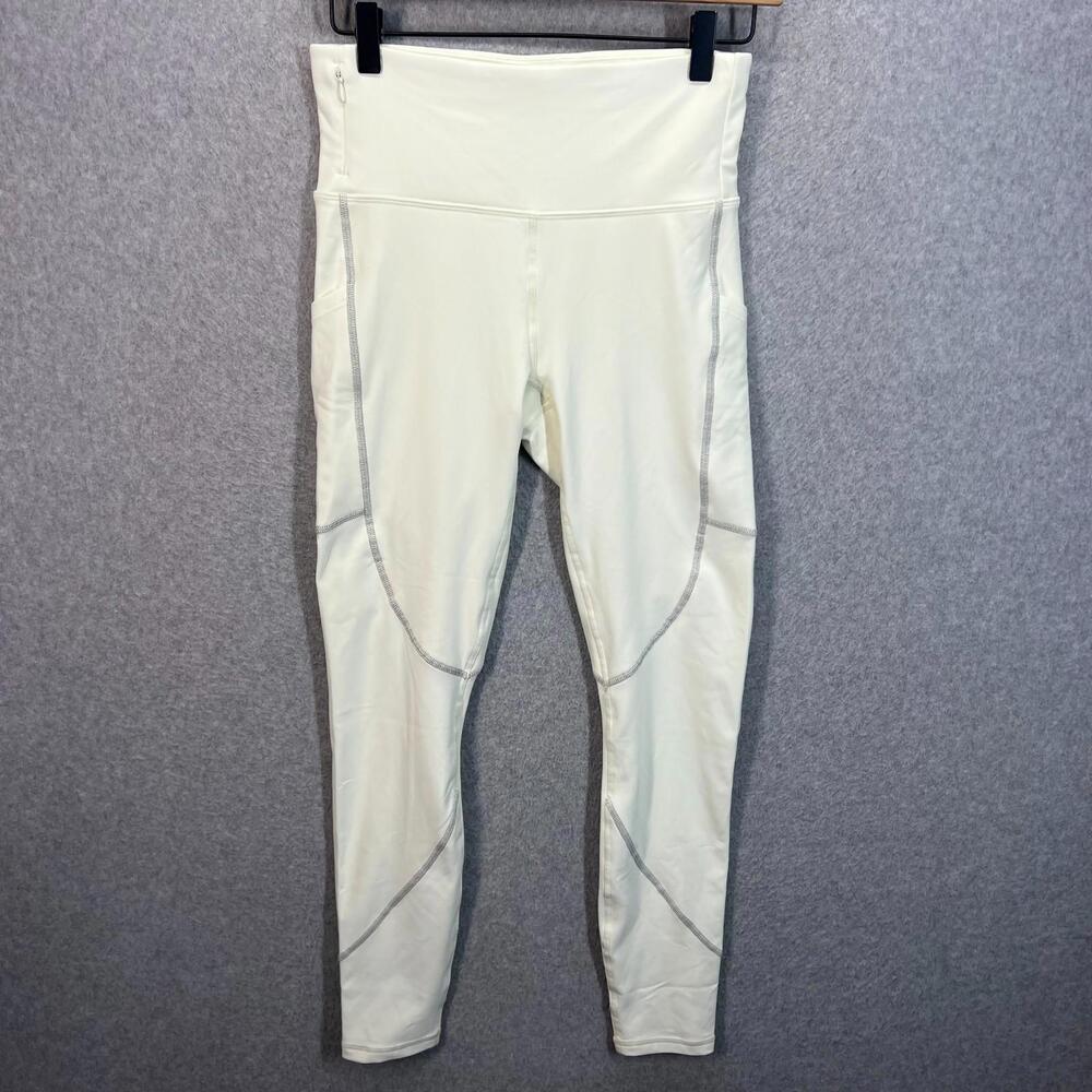 Fabletics Size S High Waisted Cold‎ Weather Reflective Pocket Leggings White NWT